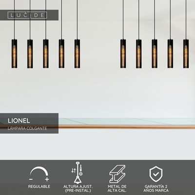 Lucide LIONEL - Lámpara colgante - 5xE27 - Negro